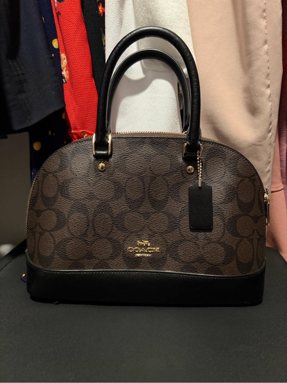 Coach Brown/Black Signature Dome Satchel